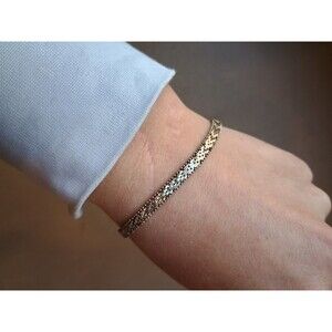 Sterling Silver 925 7" Bracelet Italy Vior Woven Weight - 10 Grams